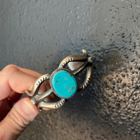 Vintage Navajo Sterling Silver Turquoise Bracelet Cuff Martha Cayatineto #2 - Picture 2 of 12